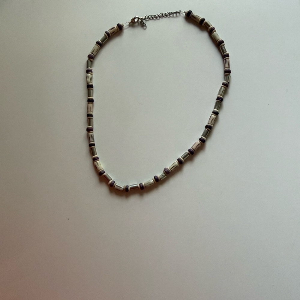 Silver/purple Tone Beaded Necklace